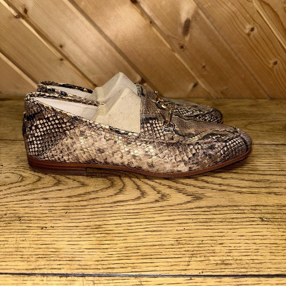 Sam Edelman Loraine Bit Gold Snake Print Loafers Classic | Women's 9M $150 - Picture 2 of 10